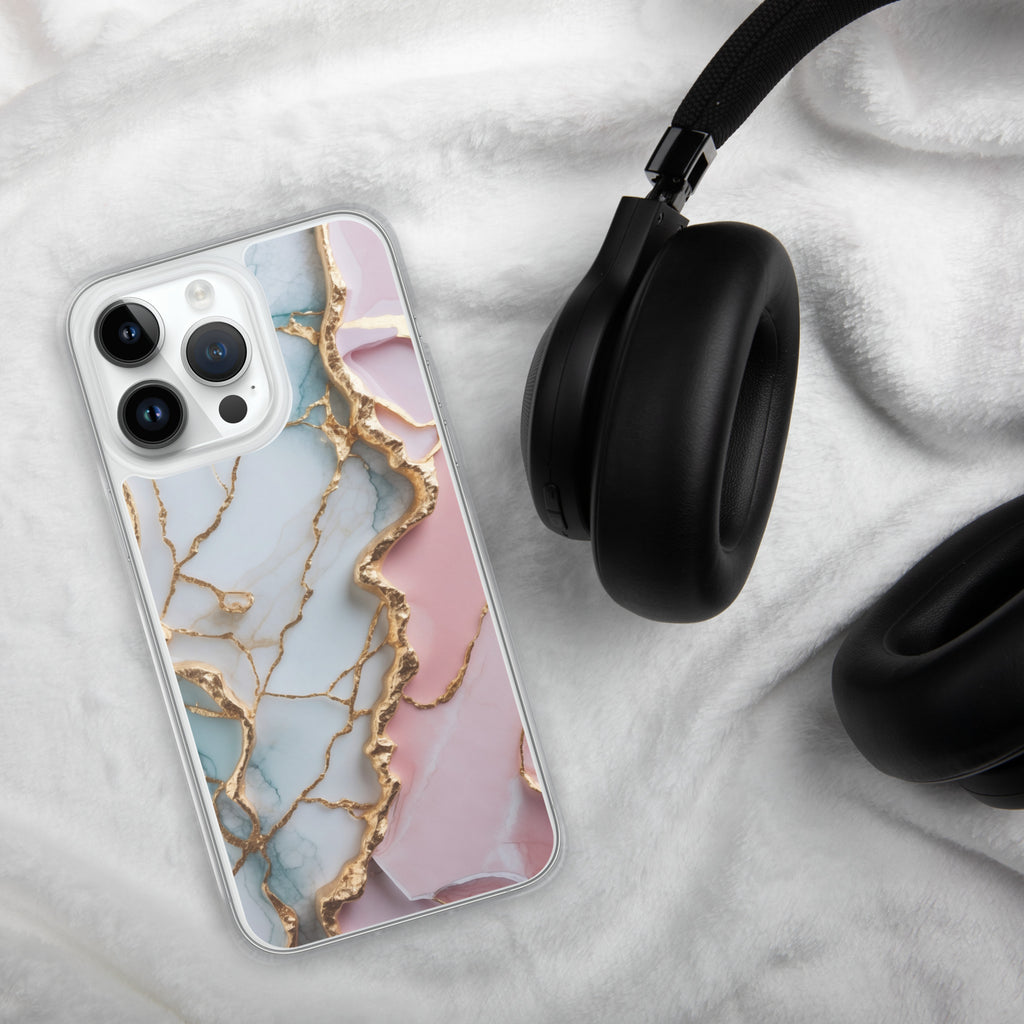 Pastel Golden Marble Fusion Clear Case for iPhone 14 Pro Max