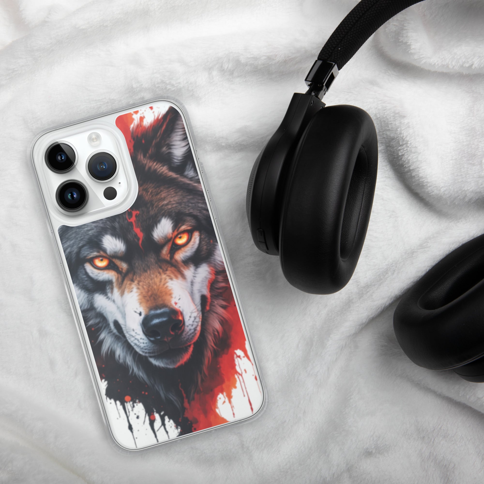 Dual Flame Wolf Clear Case for iPhone 14 Pro Max