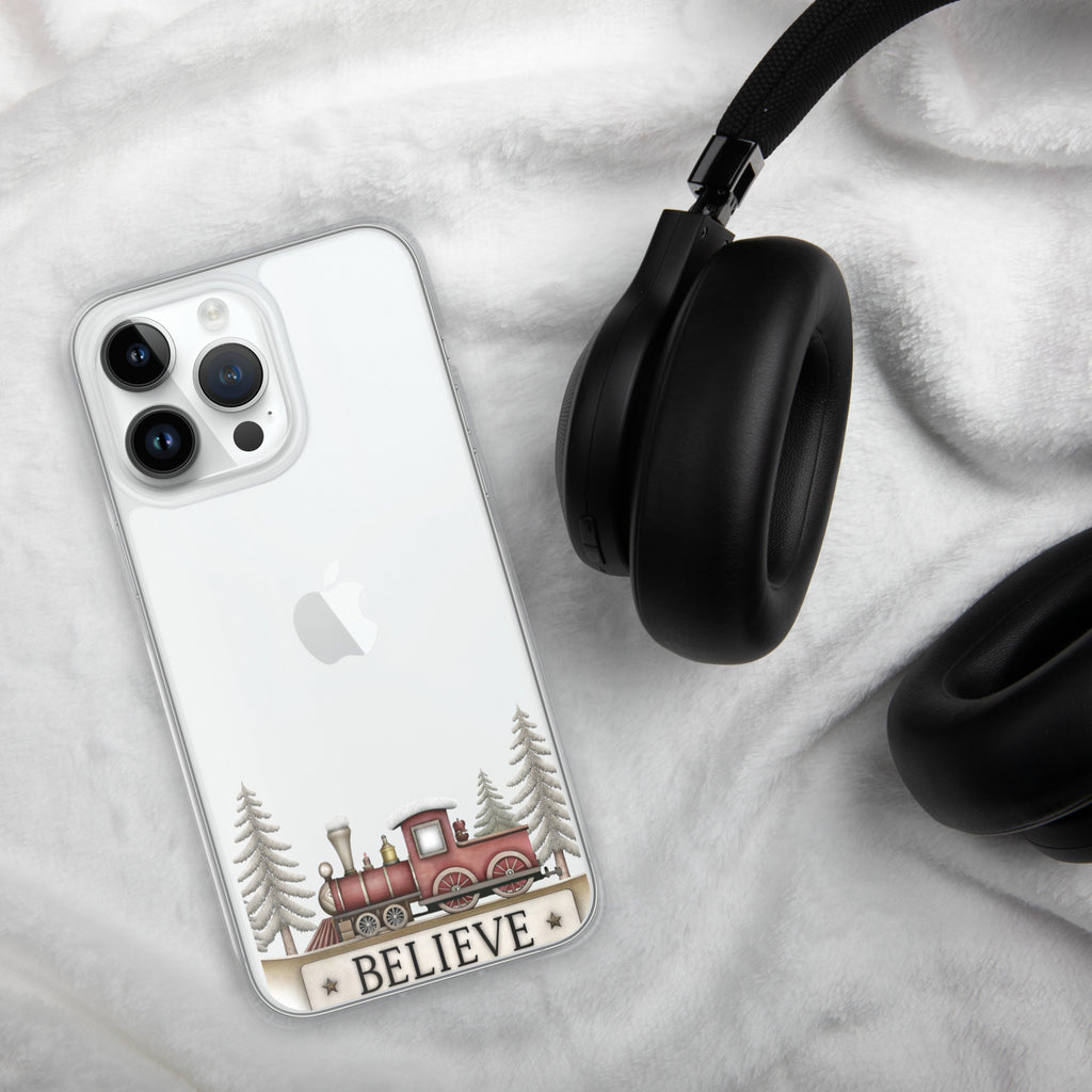 Christmas Believe Train Clear Case for iPhone 14 Pro Max