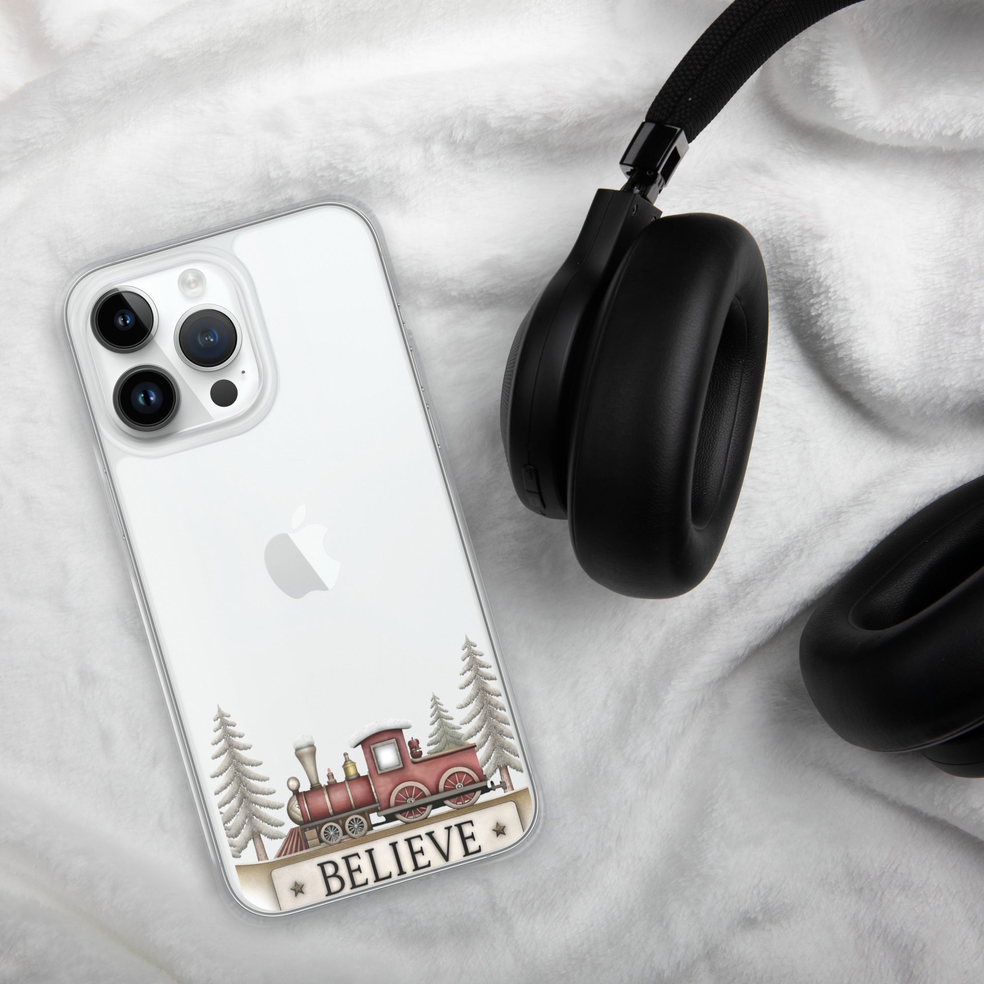 Christmas Believe Train Clear Case for iPhone 14 Pro Max