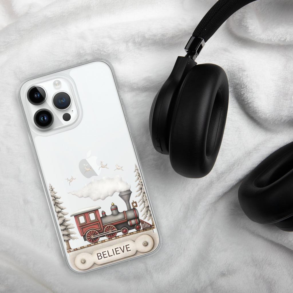 Believe Christmas Train Clear Case for iPhone 14 Pro Max