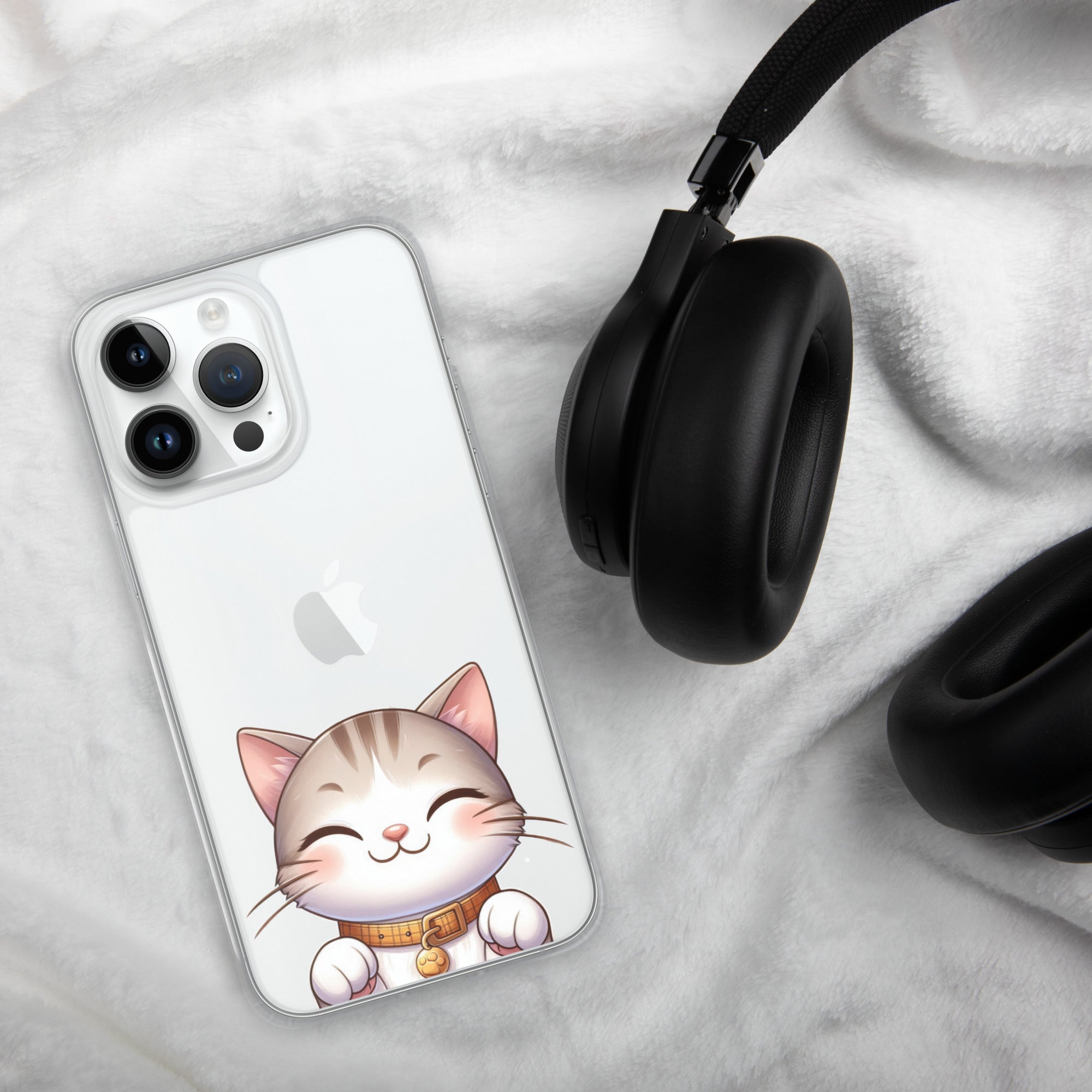 Happy Kitty Clear Case for iPhone 14 Pro Max