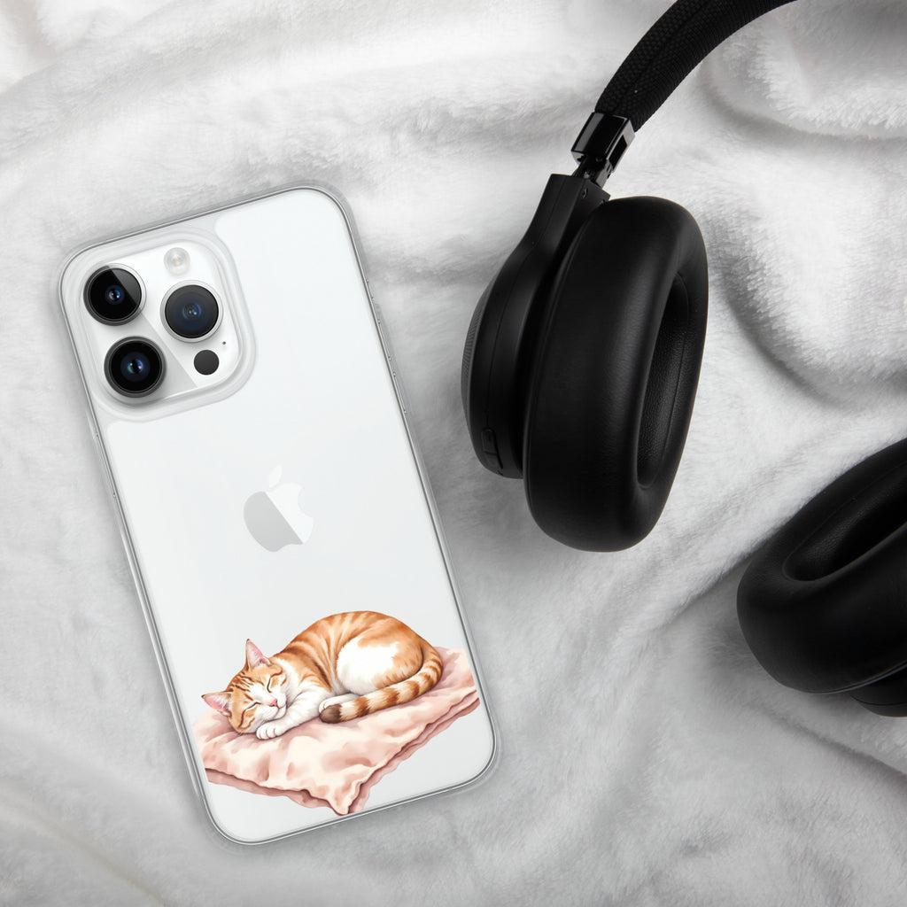 Sleepy Cat on Pillow Clear Case for iPhone 14 Pro Max