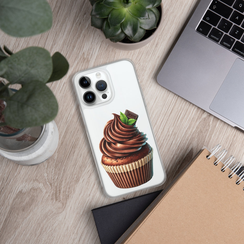 Chocolate Cupcake Clear Case for iPhone 14 Pro Max - Sweet Dessert Protective Phone Cover