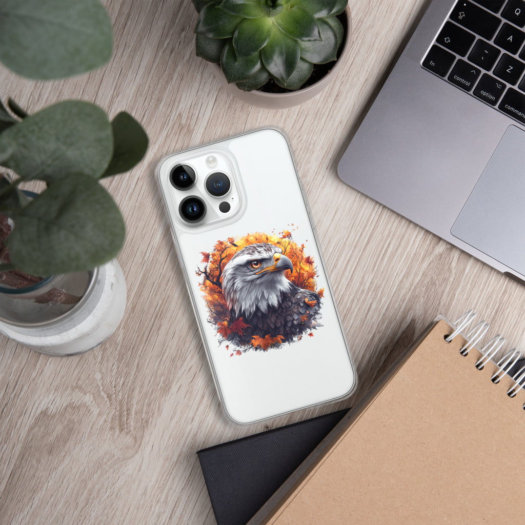 Autumn Eagle Spirit Clear Case for iPhone 14 Pro Max - Bald Eagle Fall Aesthetic Protective Cover