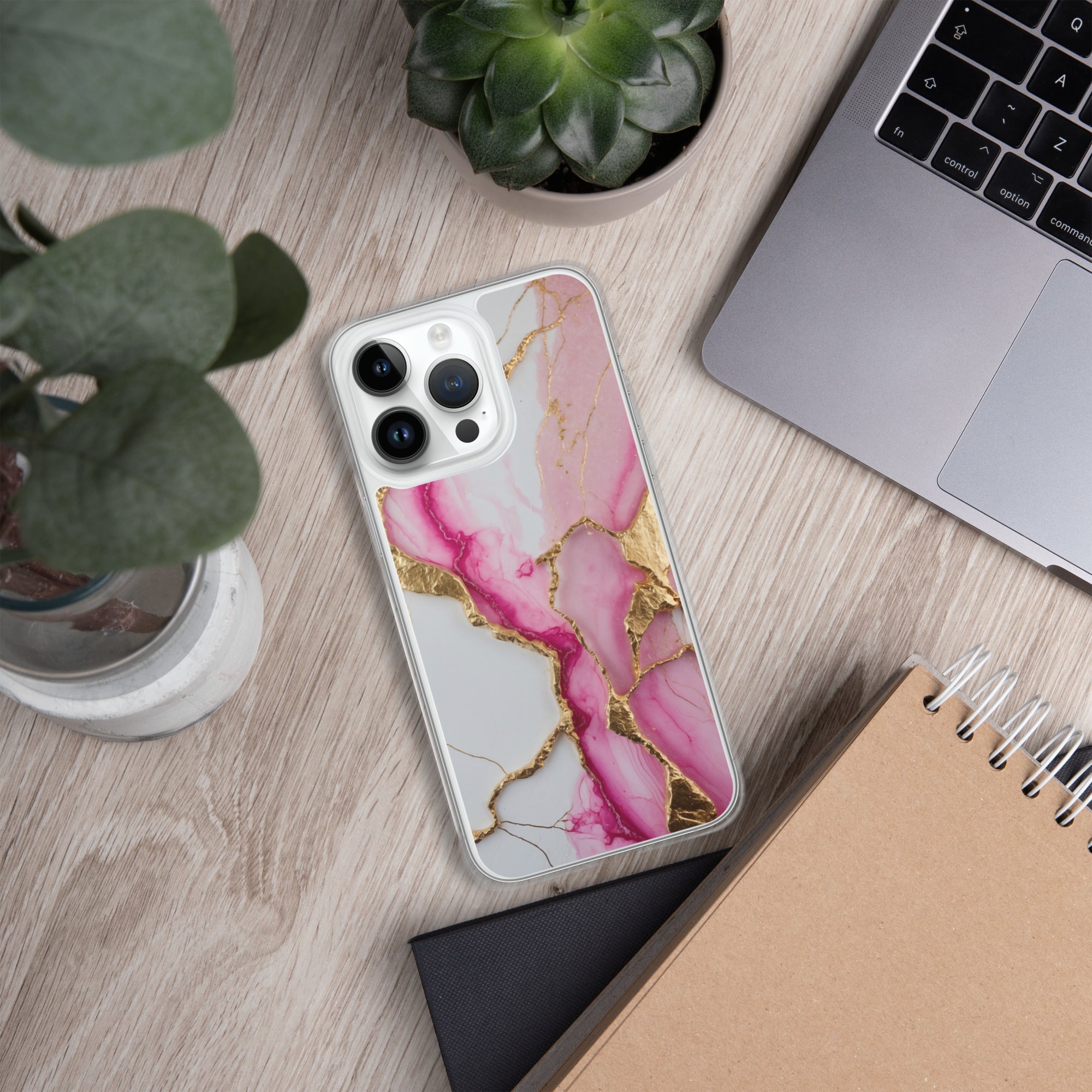 Pink Golden Marble Luxe Clear Case for iPhone 14 Pro Max