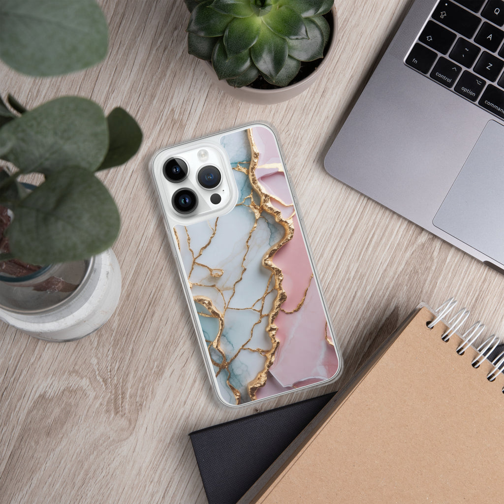 Pastel Golden Marble Fusion Clear Case for iPhone 14 Pro Max