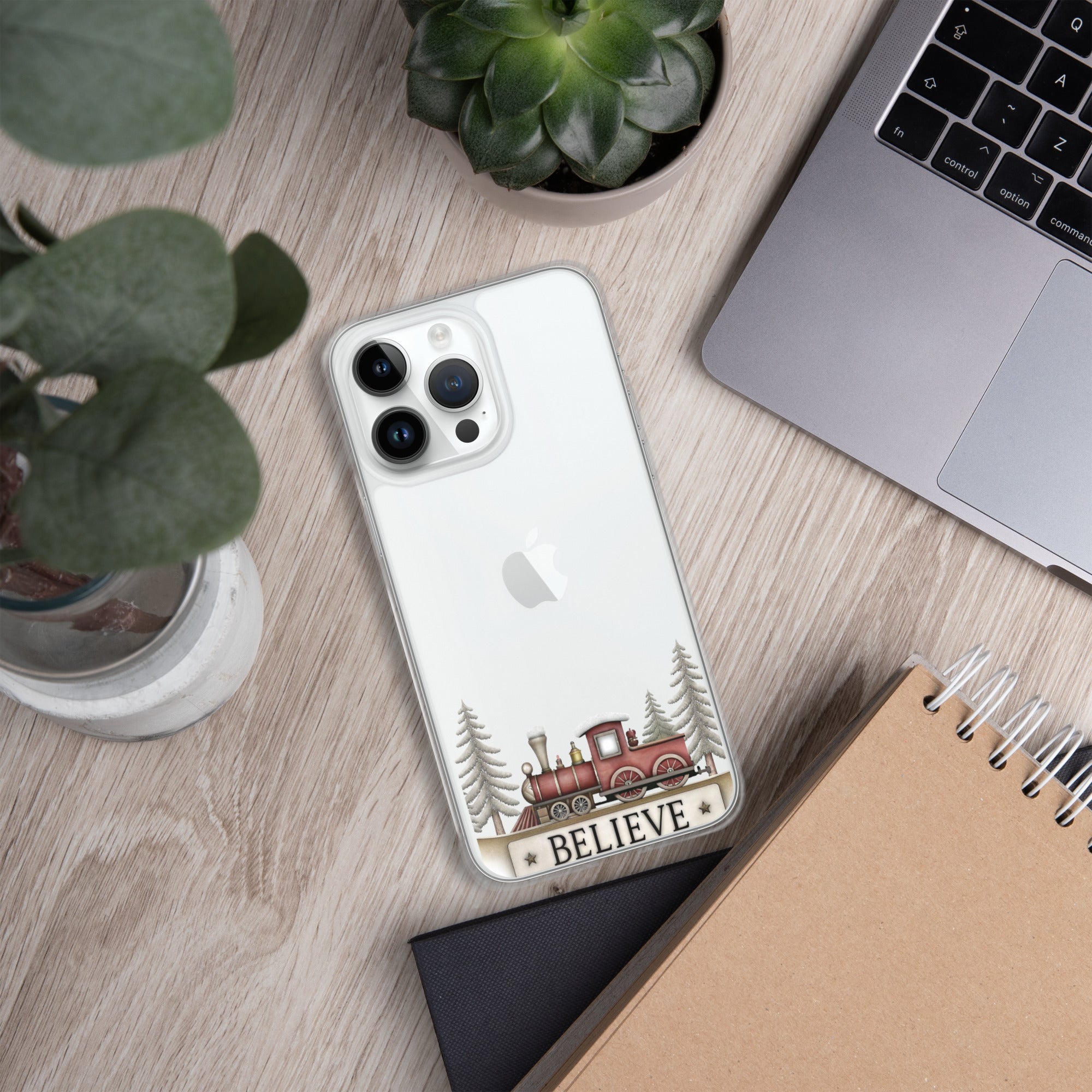Christmas Believe Train Clear Case for iPhone 14 Pro Max
