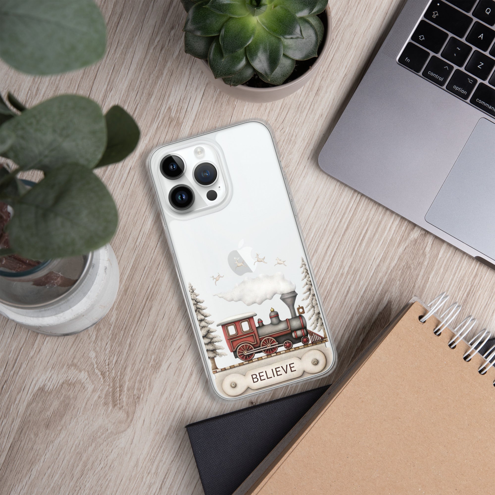 Believe Christmas Train Clear Case for iPhone 14 Pro Max