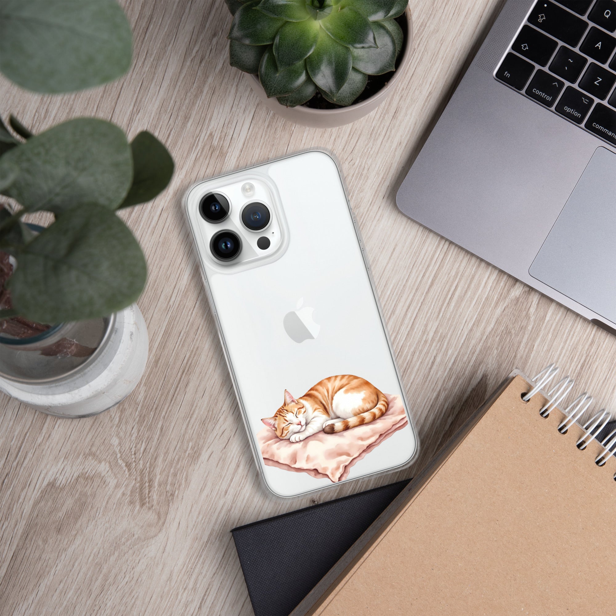 Sleepy Cat on Pillow Clear Case for iPhone 14 Pro Max