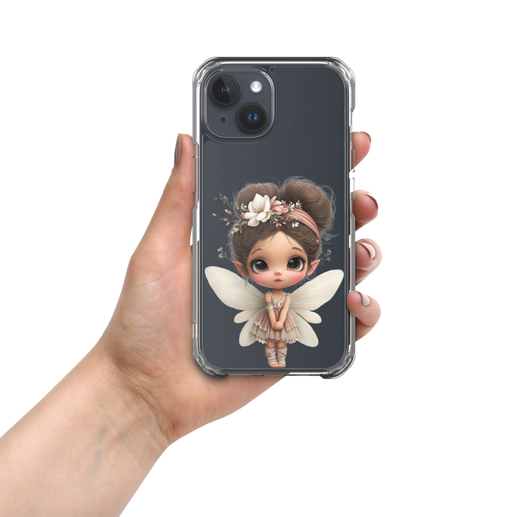 Fairy Blossom Clear Case for iPhone 15 - Cute Fantasy Fairy Protective Phone Cover