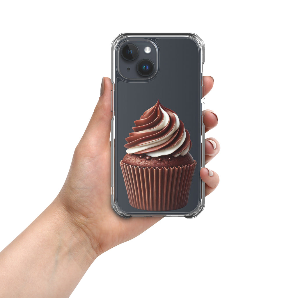 Chocolate Vanilla Swirl Cupcake Clear Case for iPhone 15 - Dessert Aesthetic Protective Cover