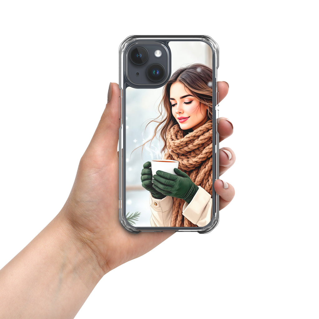 Cozy Winter Moments Clear Case for iPhone 15 - Aesthetic Winter Girl Protective Cover