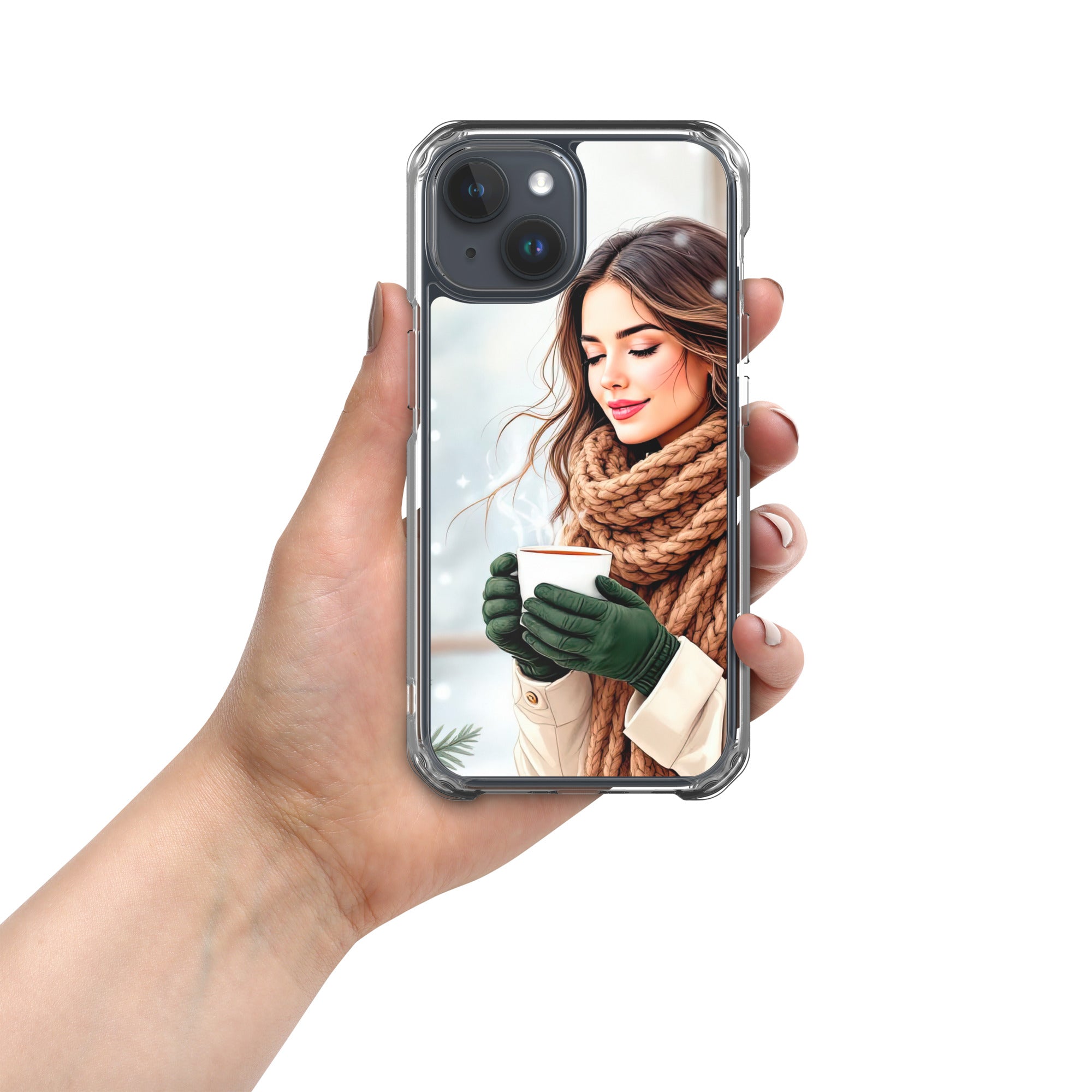Cozy Winter Moments Clear Case for iPhone 15 - Aesthetic Winter Girl Protective Cover