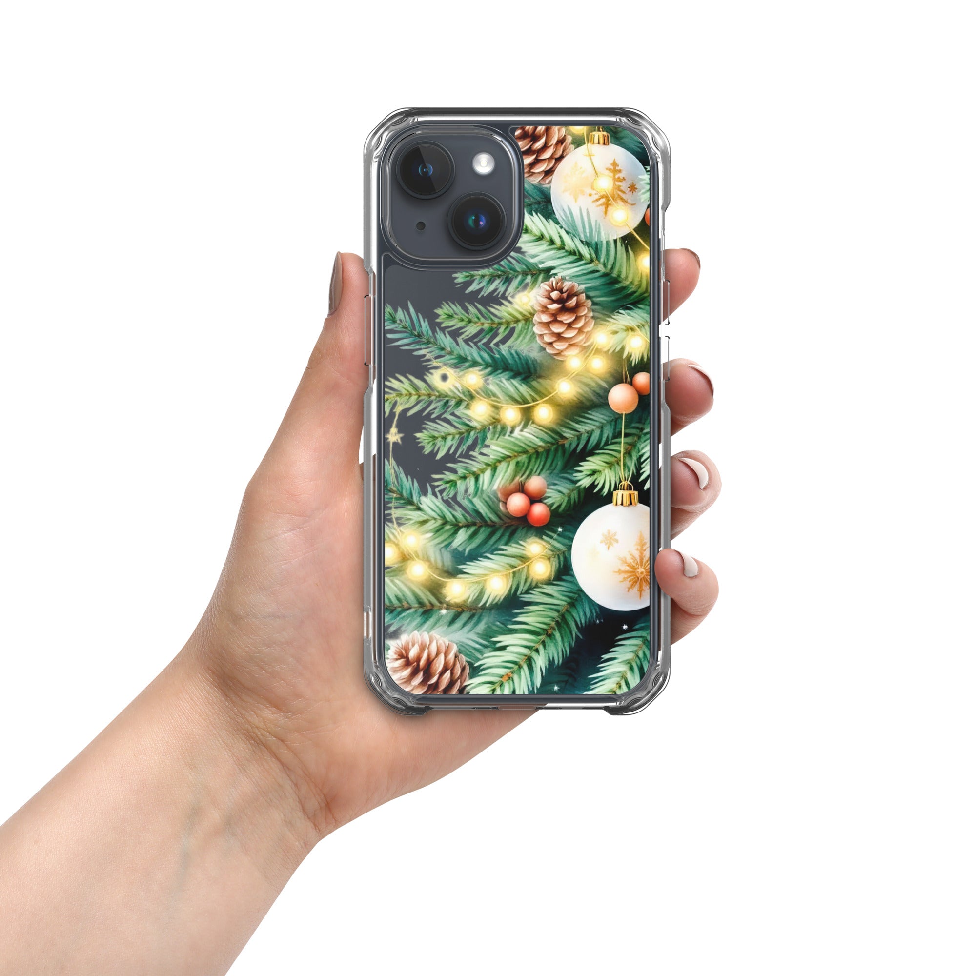 Holiday Pine Glow Clear Case for iPhone 15