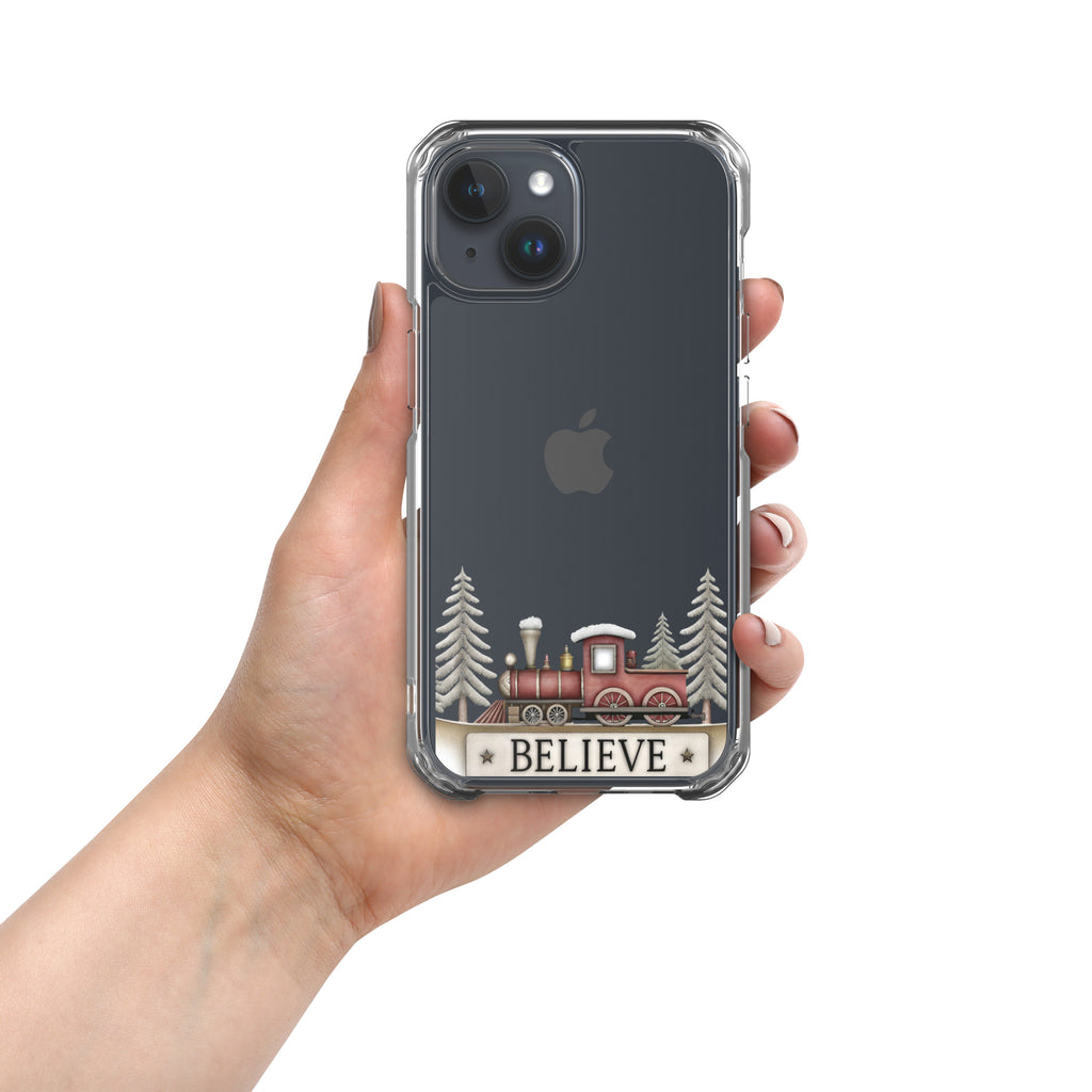 Christmas Believe Train Clear Case for iPhone 15