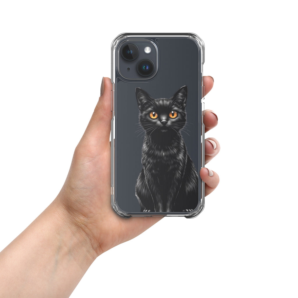 Midnight Black Cat Clear Case for iPhone 15