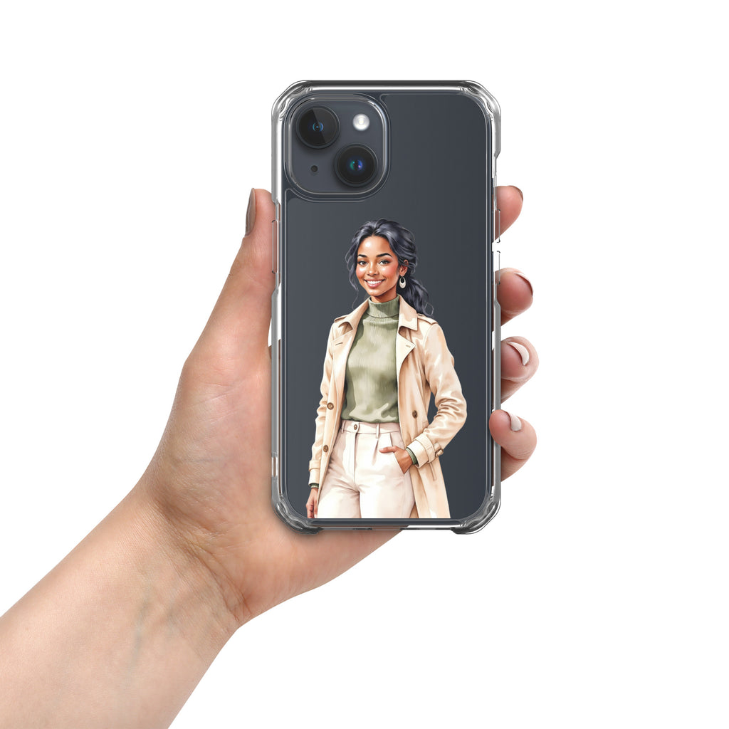 Chic Autumn Style Clear Case for iPhone 15