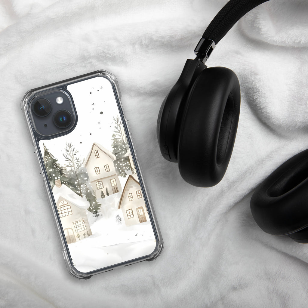 Winter Snow Village Clear Case for iPhone 15
