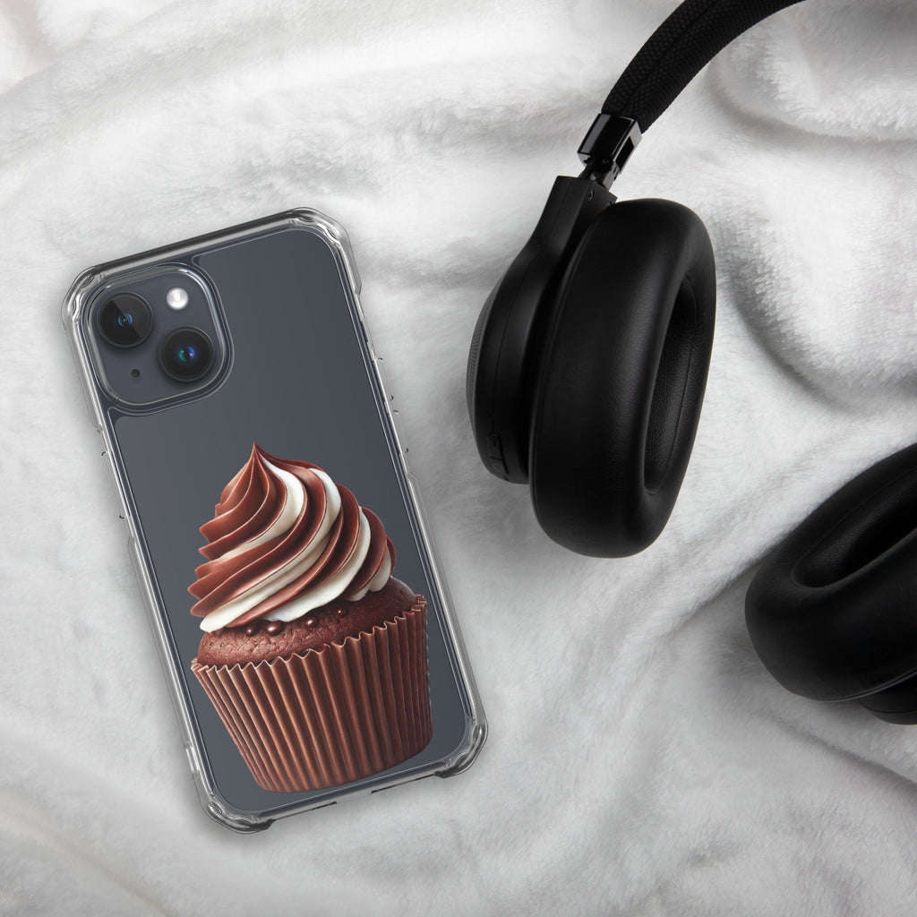 Chocolate Vanilla Swirl Cupcake Clear Case for iPhone 15 - Dessert Aesthetic Protective Cover