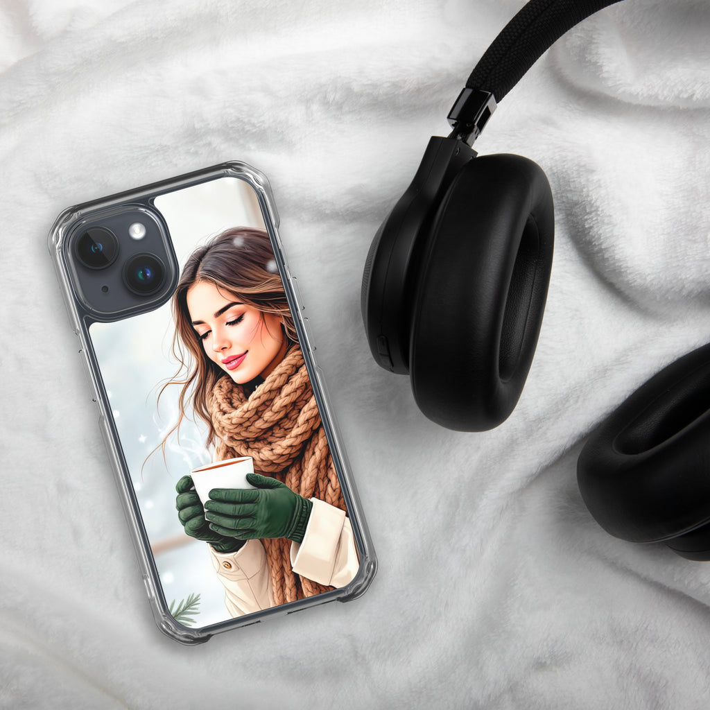 Cozy Winter Moments Clear Case for iPhone 15 - Aesthetic Winter Girl Protective Cover