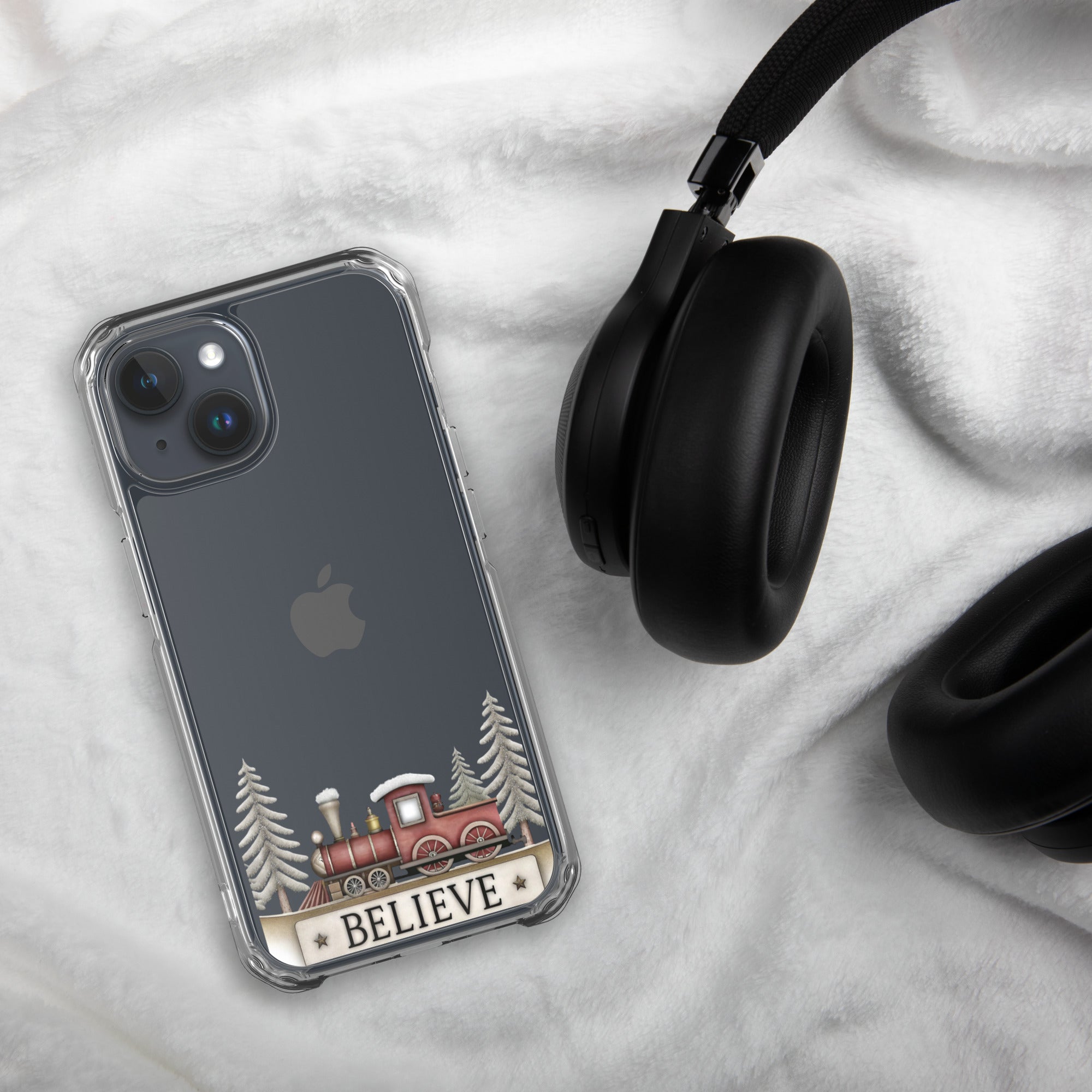Christmas Believe Train Clear Case for iPhone 15