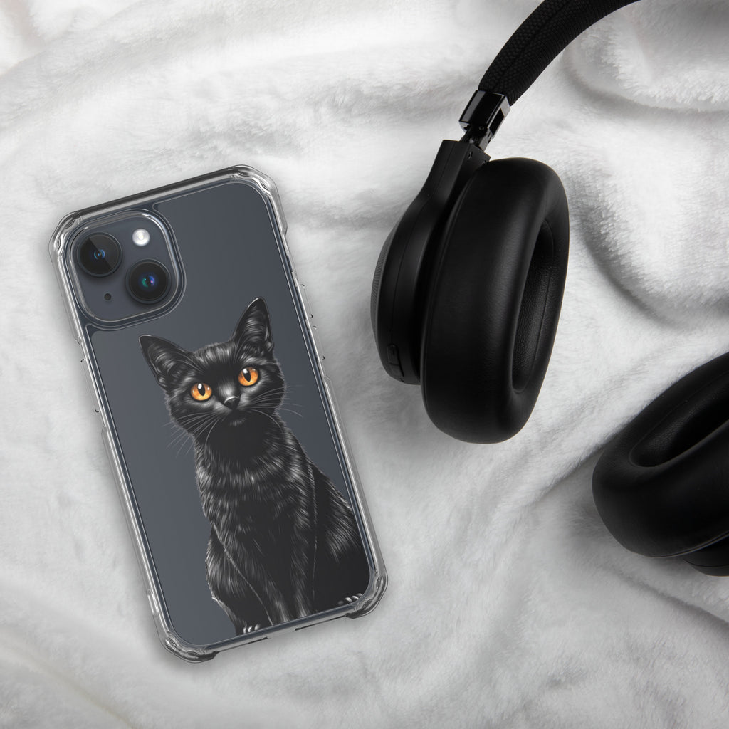 Midnight Black Cat Clear Case for iPhone 15