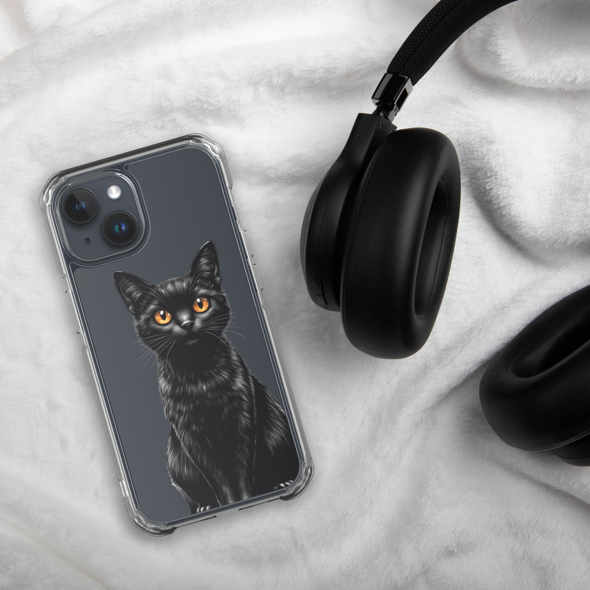 Midnight Black Cat Clear Case for iPhone 15