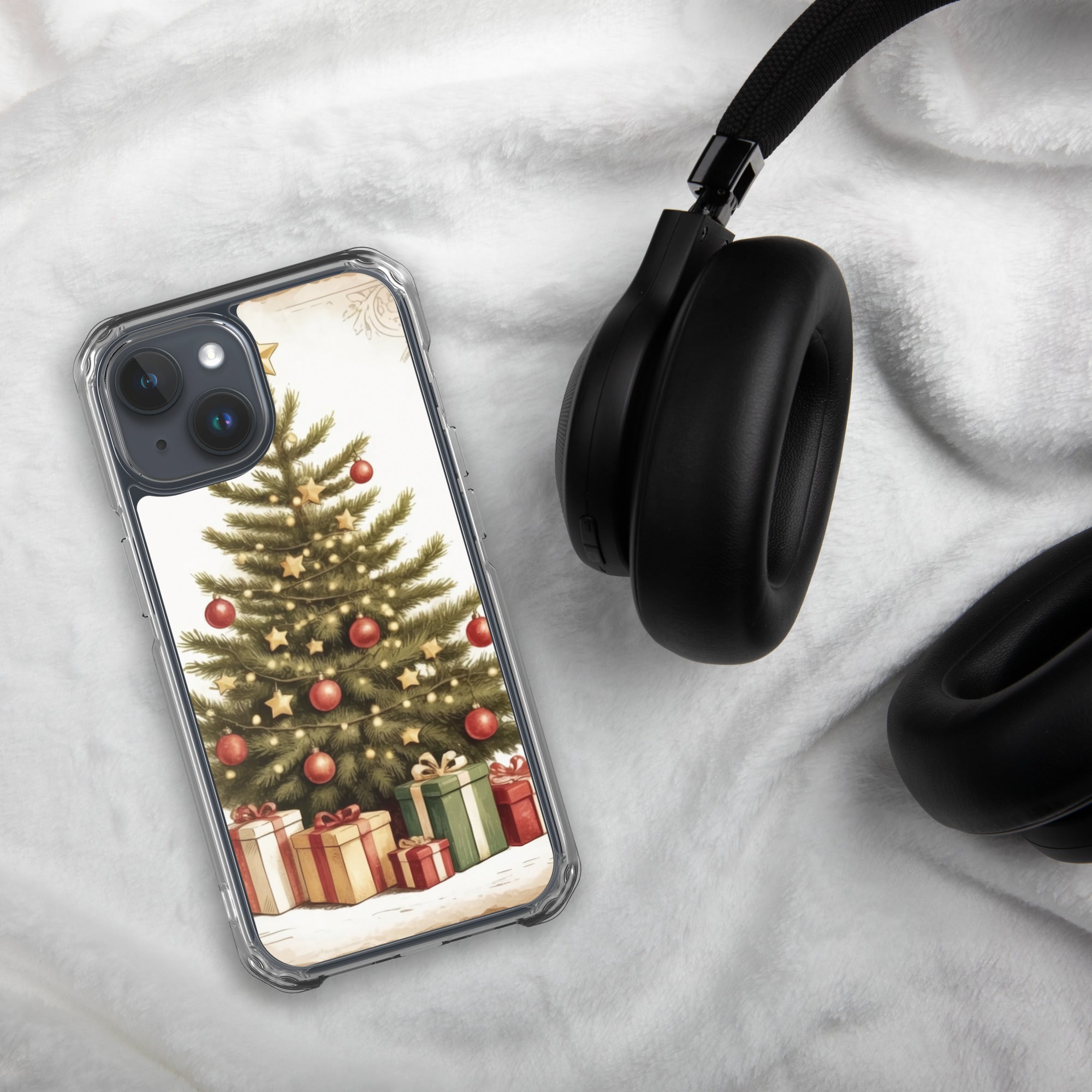 Vintage Christmas Tree Clear Case for iPhone 15