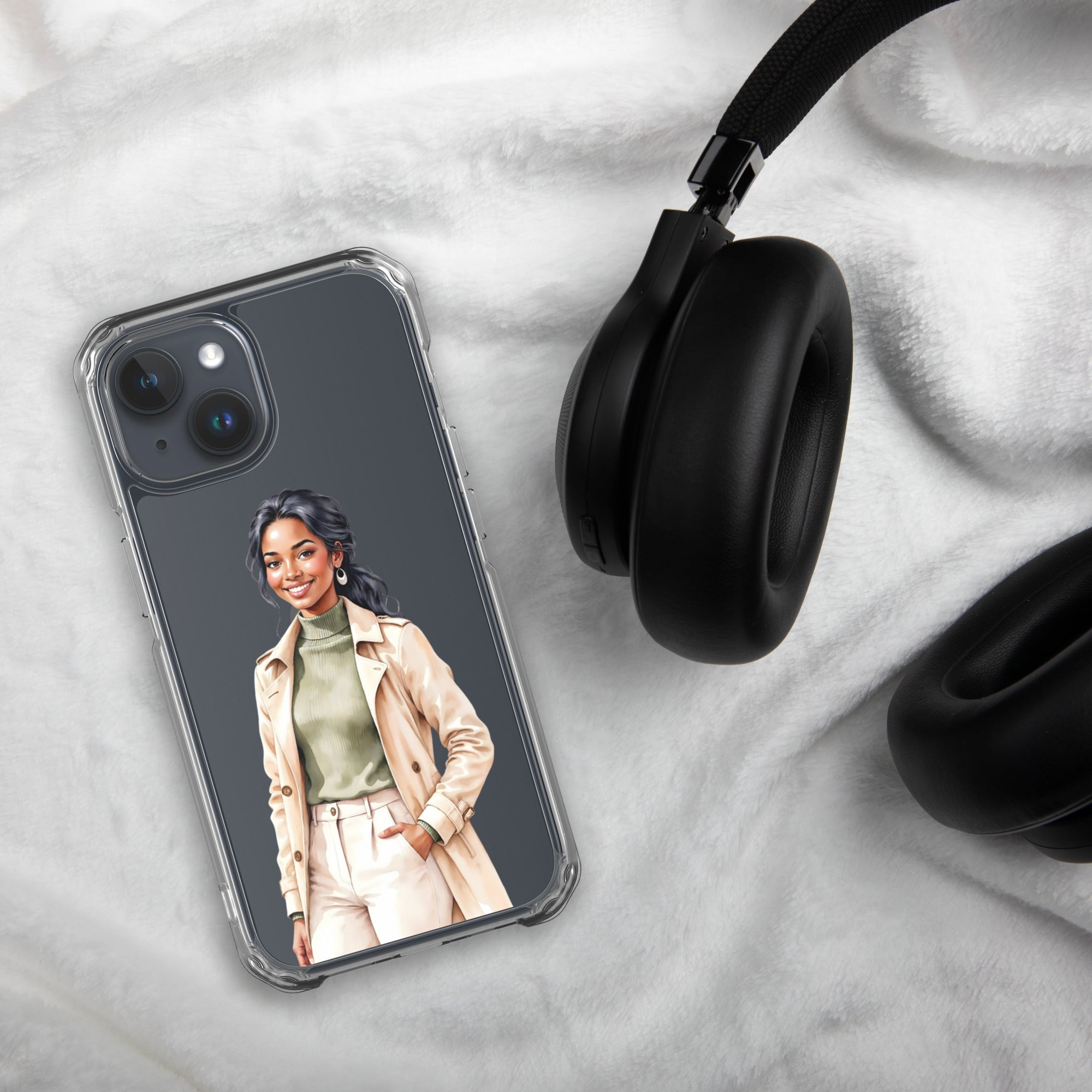 Chic Autumn Style Clear Case for iPhone 15