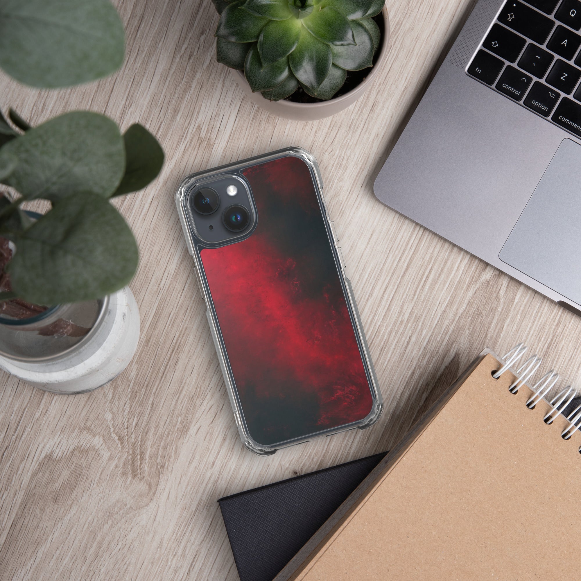 Crimson Nebula Clear Case for iPhone 15
