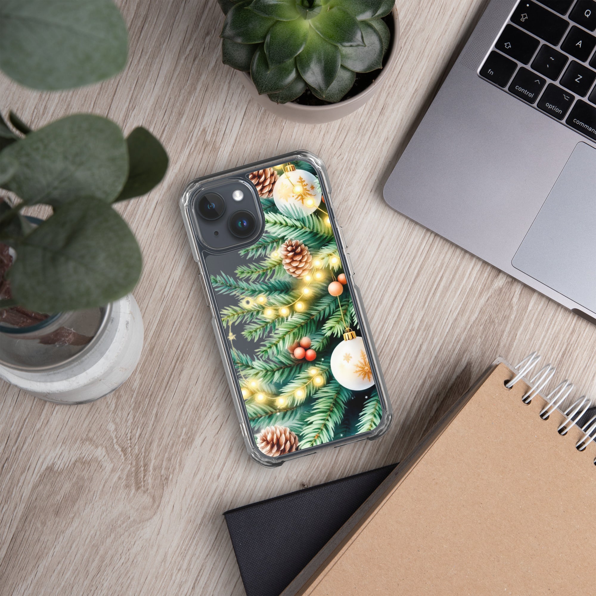Holiday Pine Glow Clear Case for iPhone 15