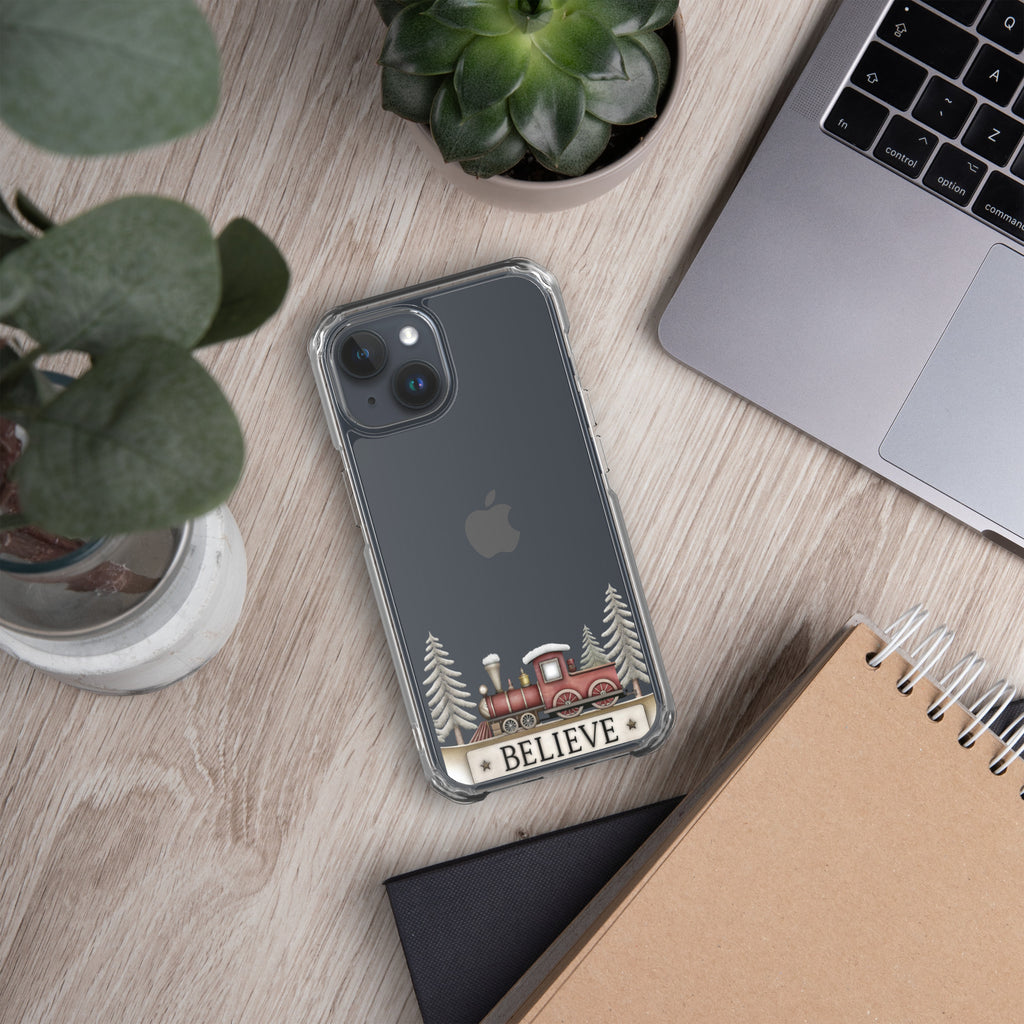 Christmas Believe Train Clear Case for iPhone 15