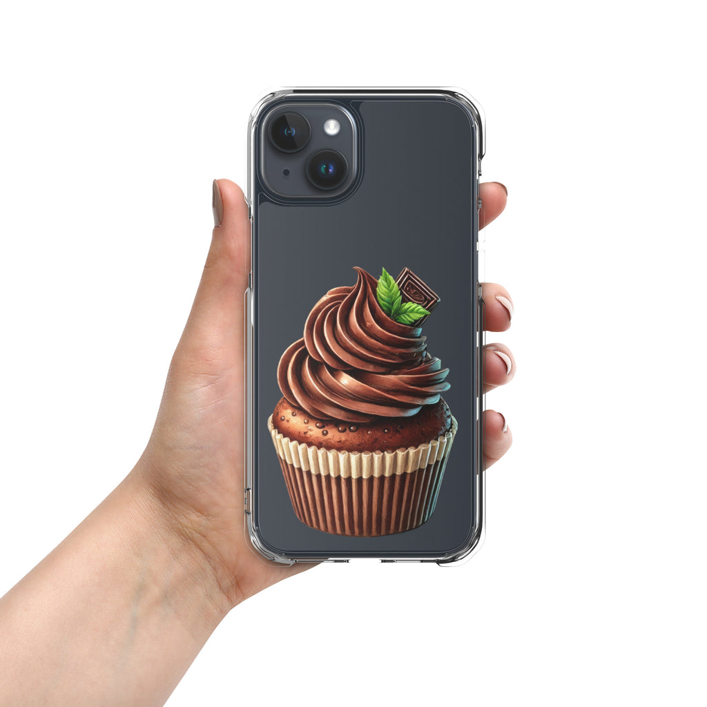 Chocolate Cupcake Clear Case for iPhone 15 Plus - Sweet Dessert Protective Phone Cover