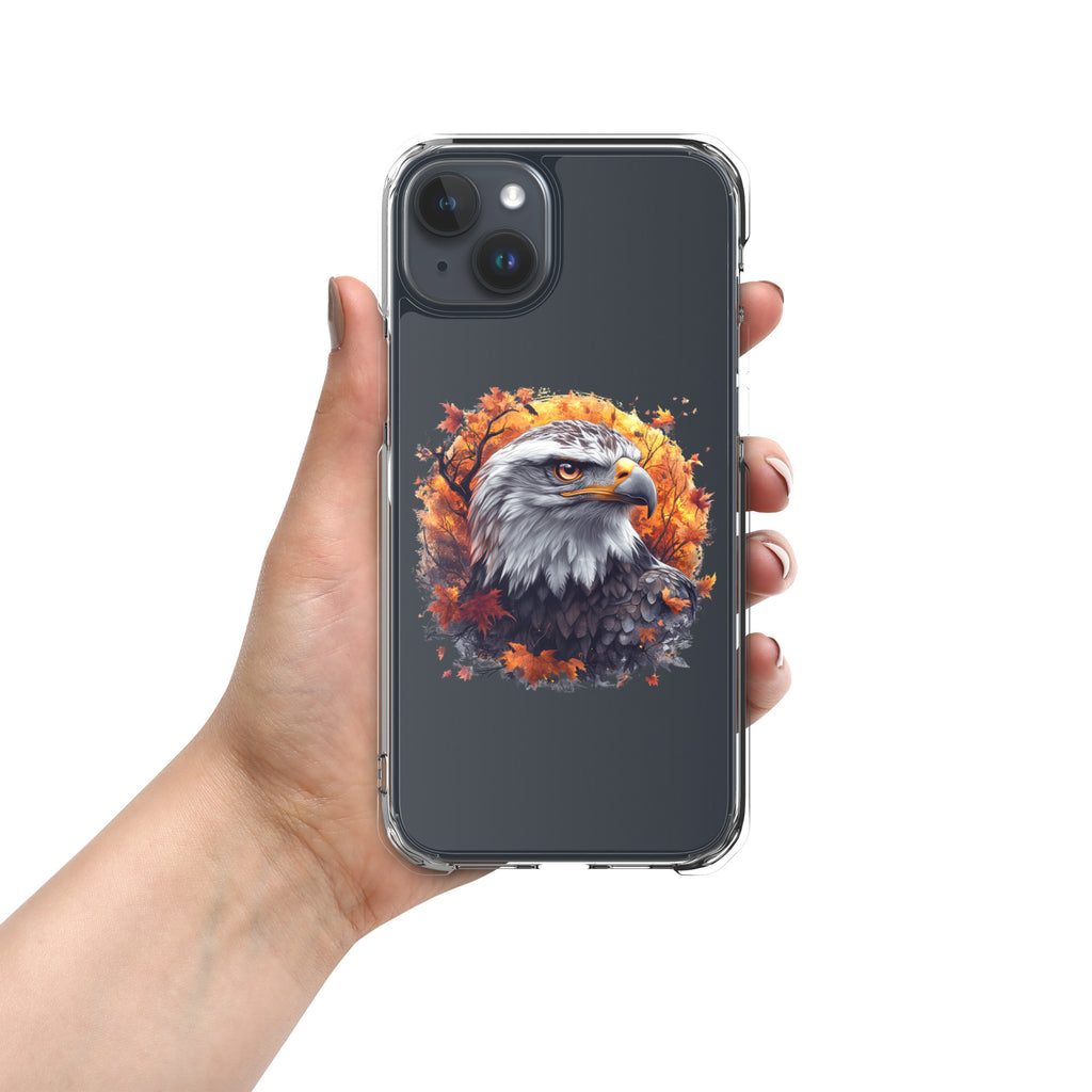 Autumn Eagle Spirit Clear Case for iPhone 15 Plus - Bald Eagle Fall Aesthetic Protective Cover