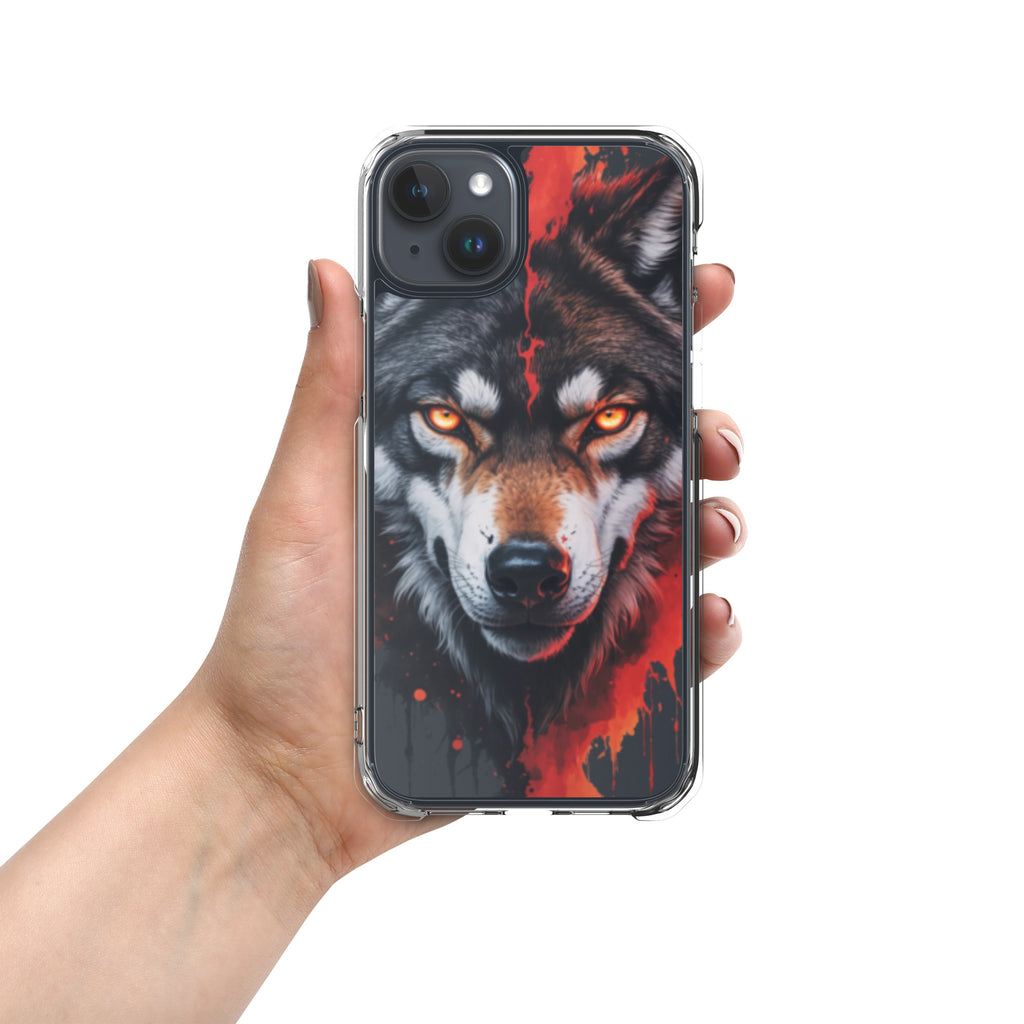 Dual Flame Wolf Clear Case for iPhone 15 Plus