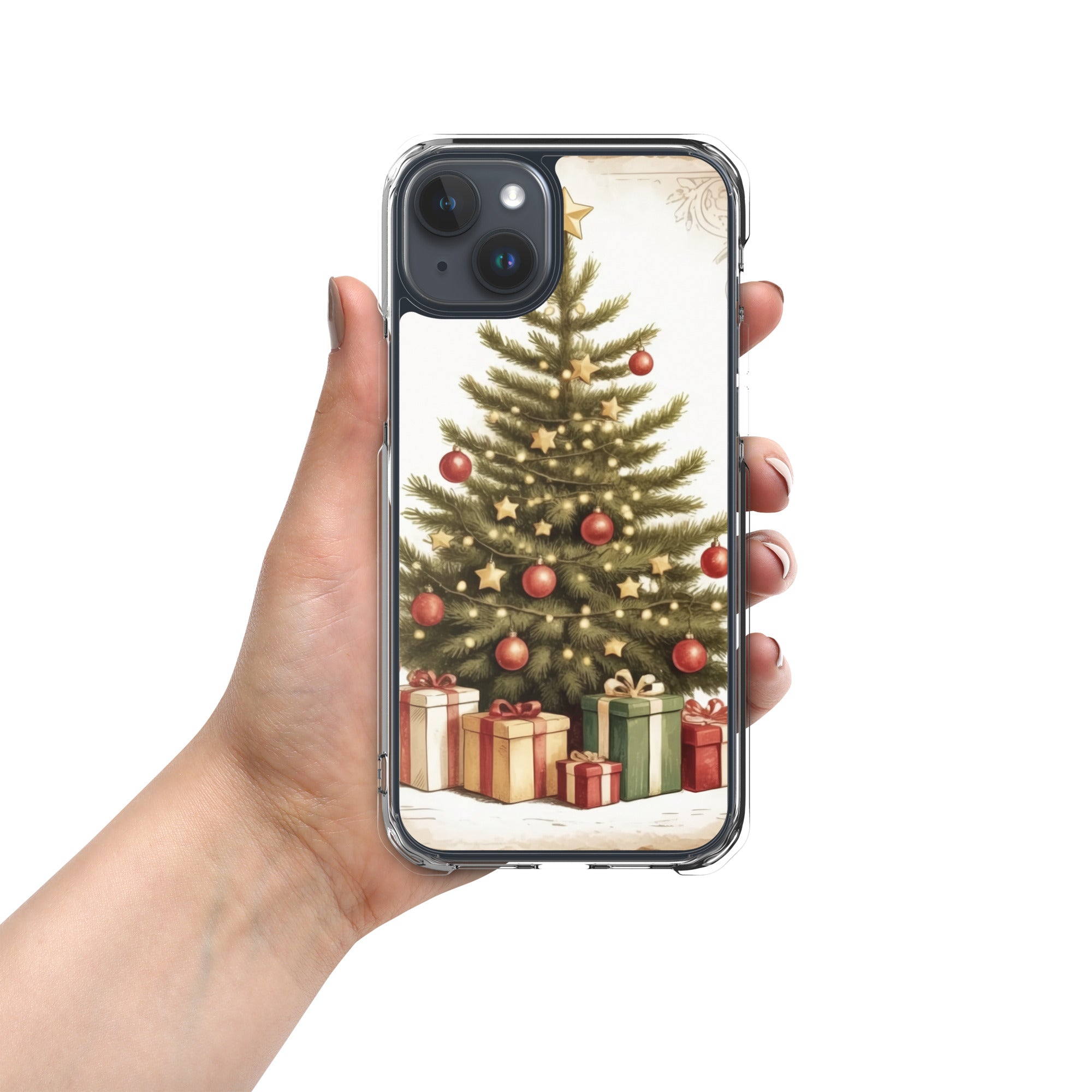 Vintage Christmas Tree Clear Case for iPhone 15 Plus