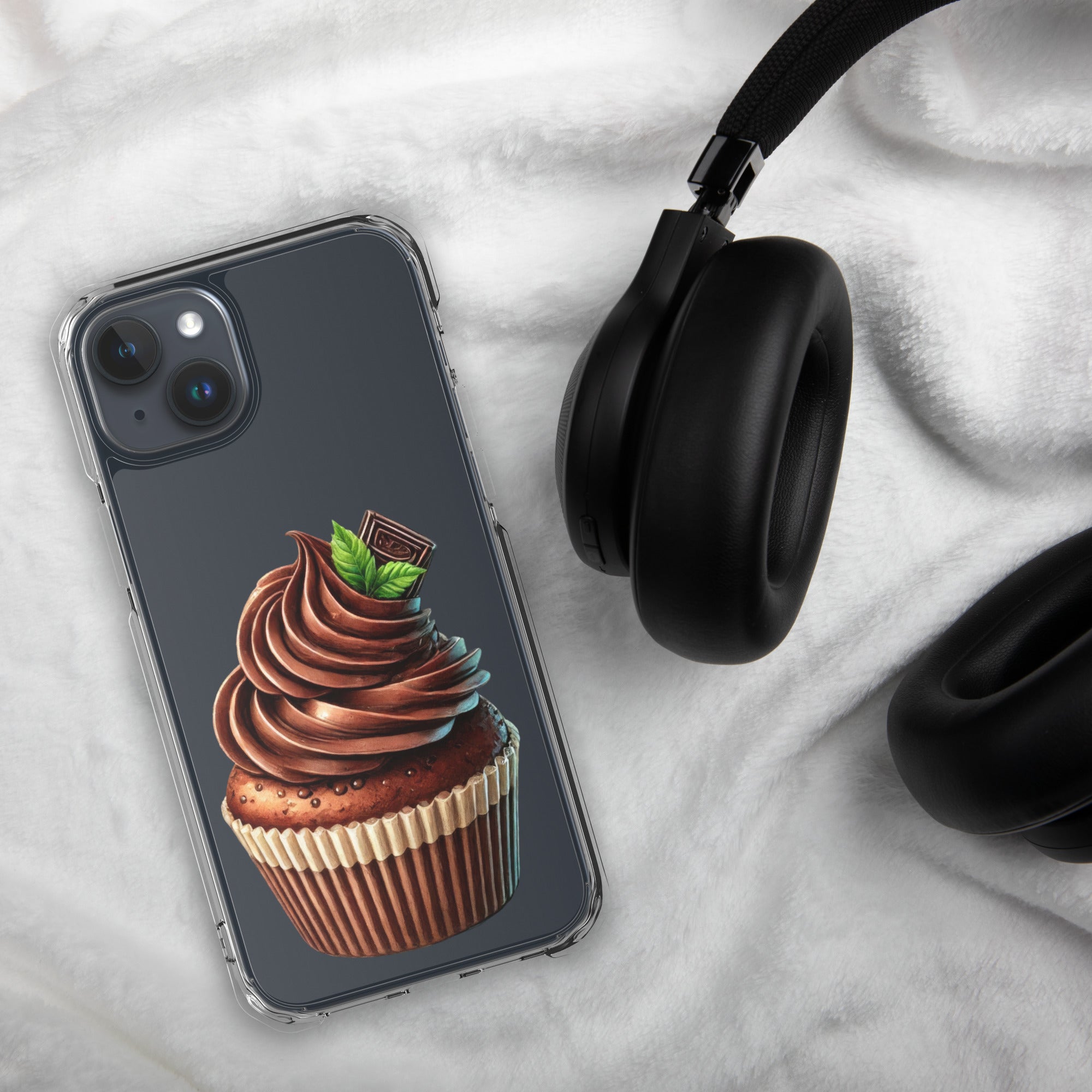 Chocolate Cupcake Clear Case for iPhone 15 Plus - Sweet Dessert Protective Phone Cover