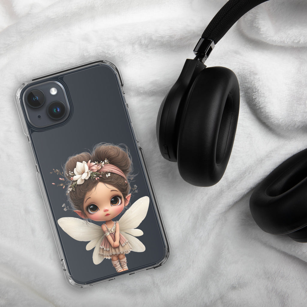 Fairy Blossom Clear Case for iPhone 15 Plus - Cute Fantasy Fairy Protective Phone Cover