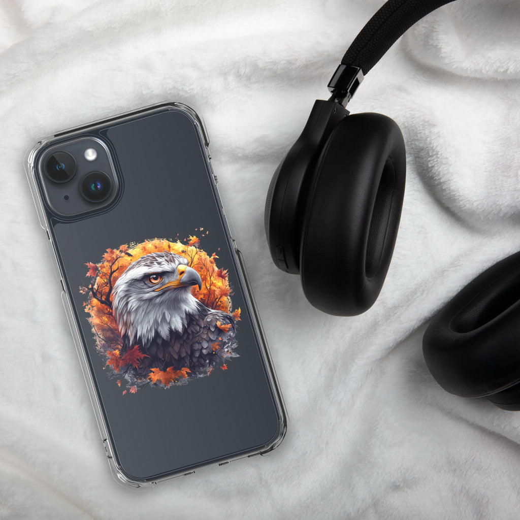 Autumn Eagle Spirit Clear Case for iPhone 15 Plus - Bald Eagle Fall Aesthetic Protective Cover