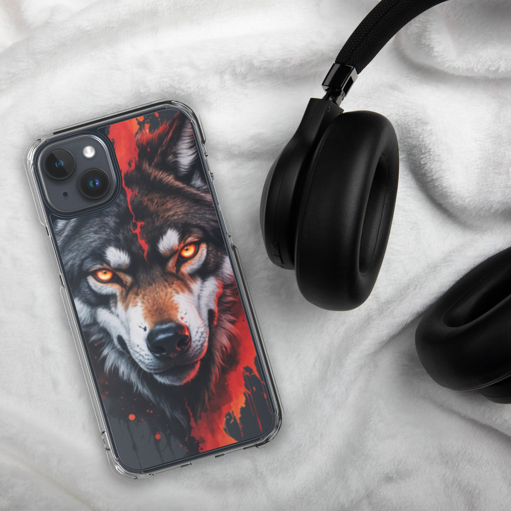 Dual Flame Wolf Clear Case for iPhone 15 Plus