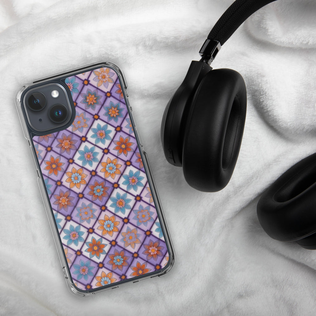 Violet Mosaic Blooms Clear Case for iPhone 15 Plus