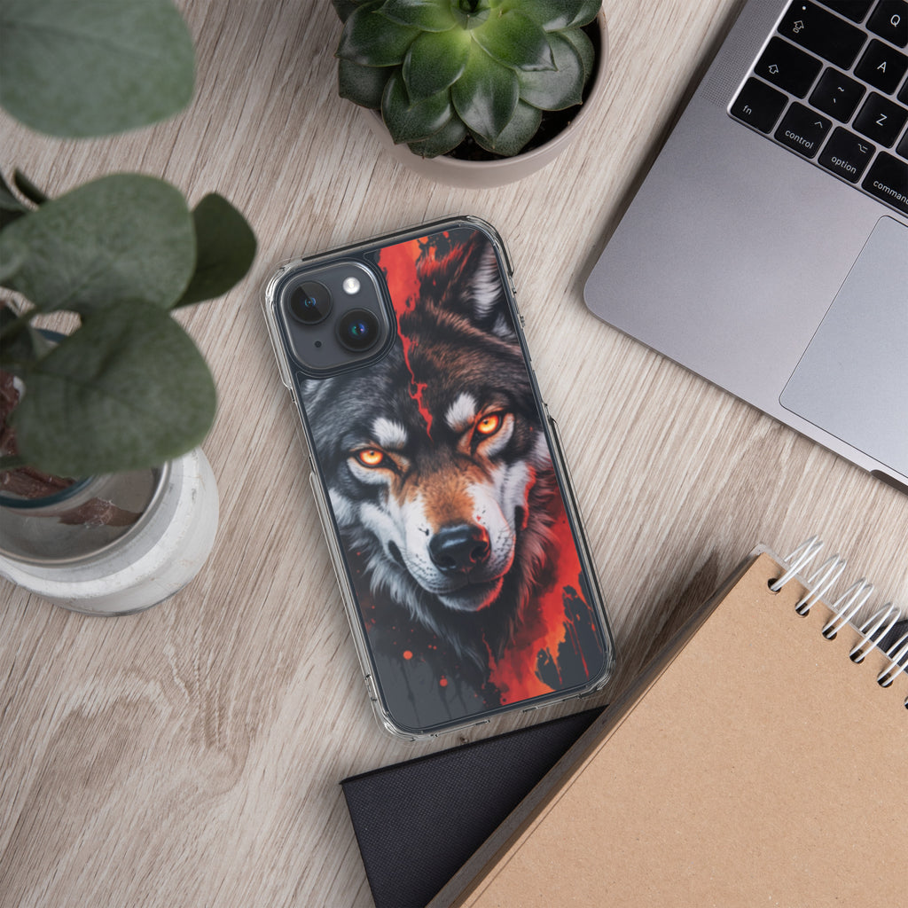 Dual Flame Wolf Clear Case for iPhone 15 Plus