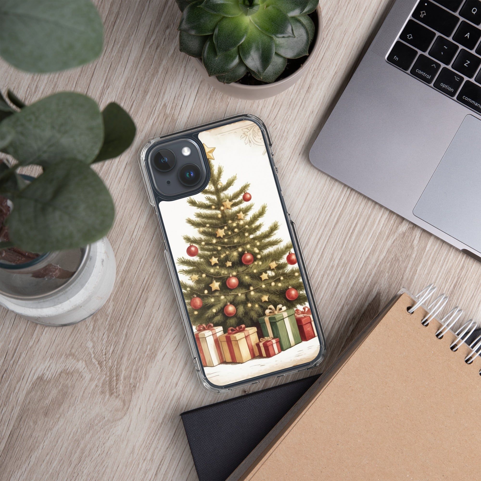 Vintage Christmas Tree Clear Case for iPhone 15 Plus