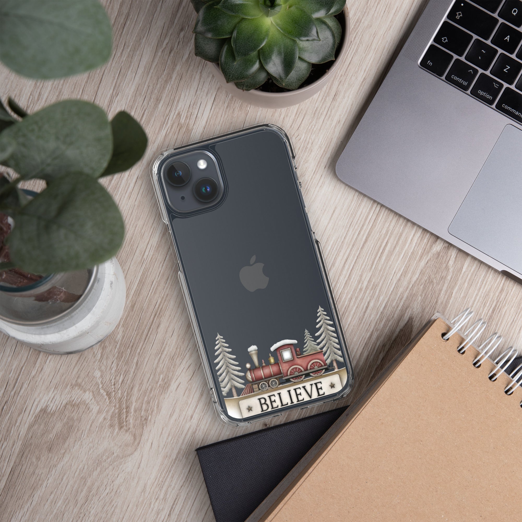 Christmas Believe Train Clear Case for iPhone 15 Plus