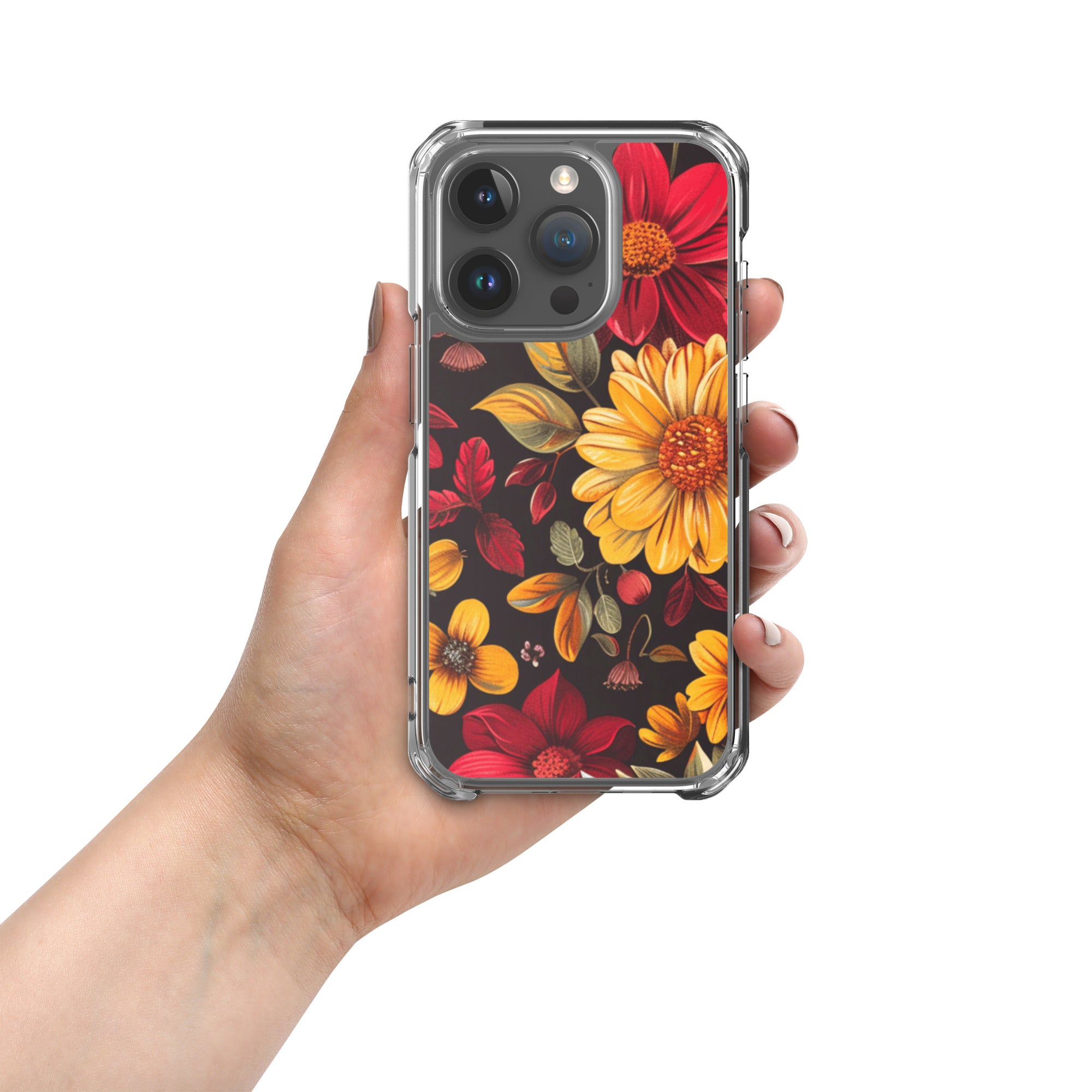 Twilight Flowerfield Clear Case for iPhone 15 Pro - Durable & Stylish Protective Phone Cover