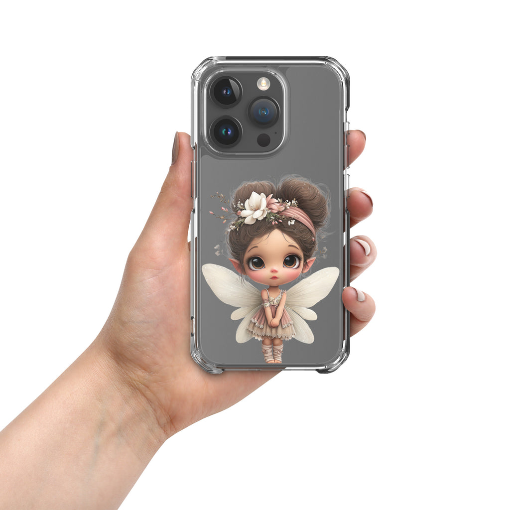 Fairy Blossom Clear Case for iPhone 15 Pro - Cute Fantasy Fairy Protective Phone Cover