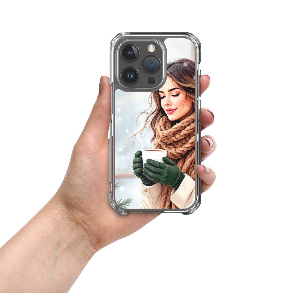 Cozy Winter Moments Clear Case for iPhone 15 Pro - Aesthetic Winter Girl Protective Cover
