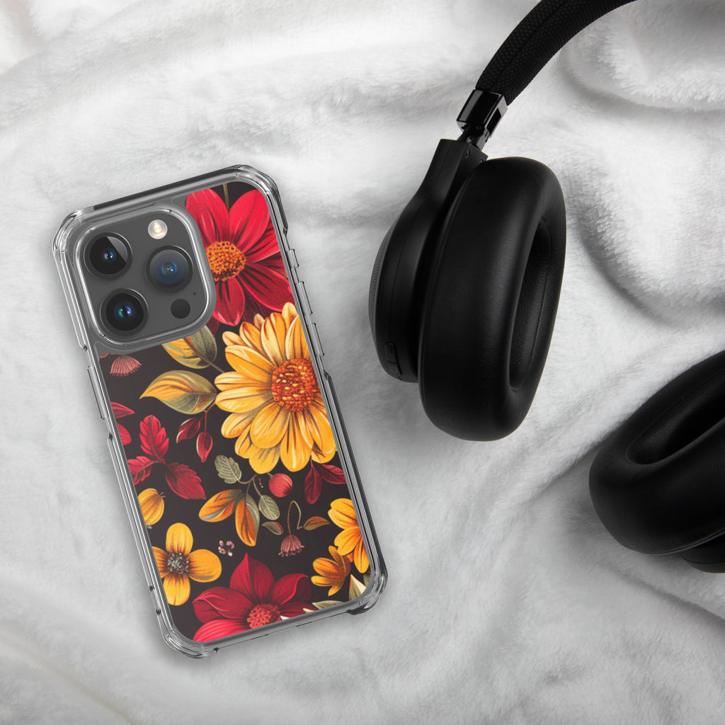 Twilight Flowerfield Clear Case for iPhone 15 Pro - Durable & Stylish Protective Phone Cover