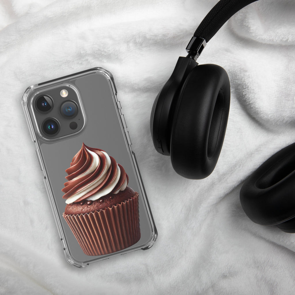 Chocolate Vanilla Swirl Cupcake Clear Case for iPhone 15 Pro - Dessert Aesthetic Protective Cover